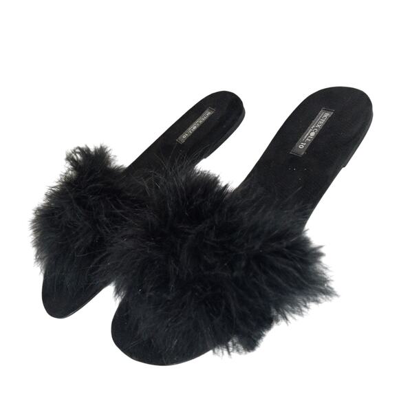 NWOT! BOTEX COLL! ADORABLE BLACK POUFY BOA FEATHER HOUSE SHOES, SLIPPERS! SZ 10 - Picture 10 of 10